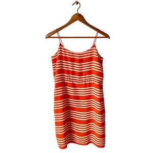 J. Crew Orange And White Silk Striped Dress Size 6